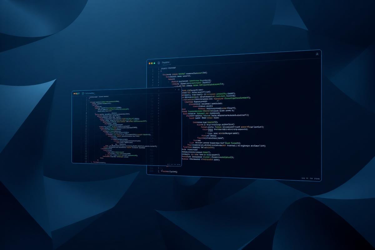 Editor windows showing source code as part of the software development process